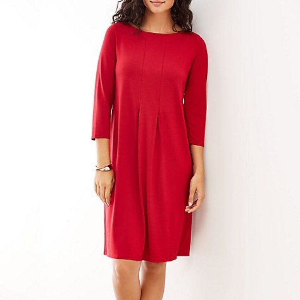 J. Jill Wearever Collection Red Shift Dress Size S